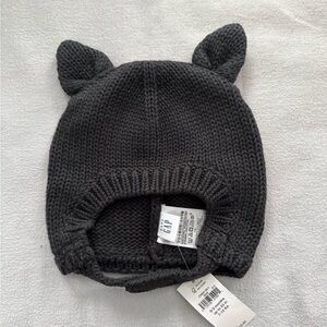 NWT Baby GAP Black Knit Cat-Ear Beanie 0-3 months